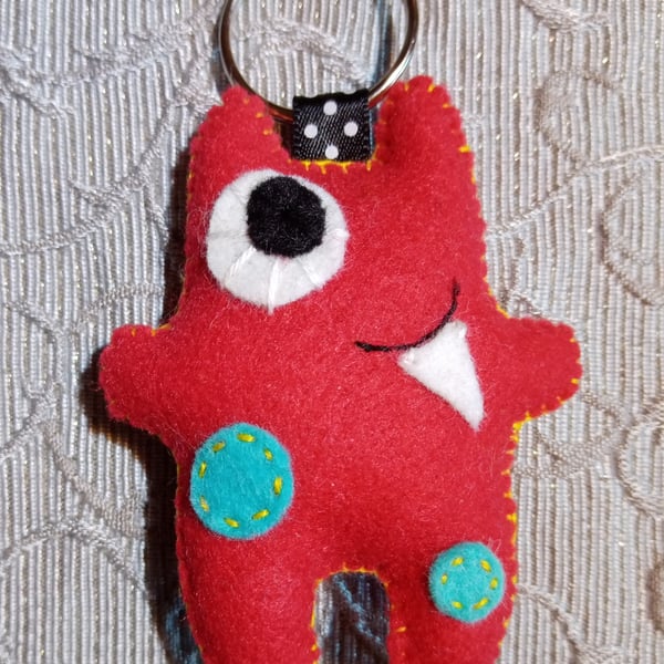 Red Felt Baby Monster Keyring