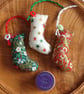 SOLD - Three Scrapbox Stockings, Mini Stocking Christmas Tree Decorations - Image 6