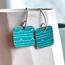 Jade green square drop earrings