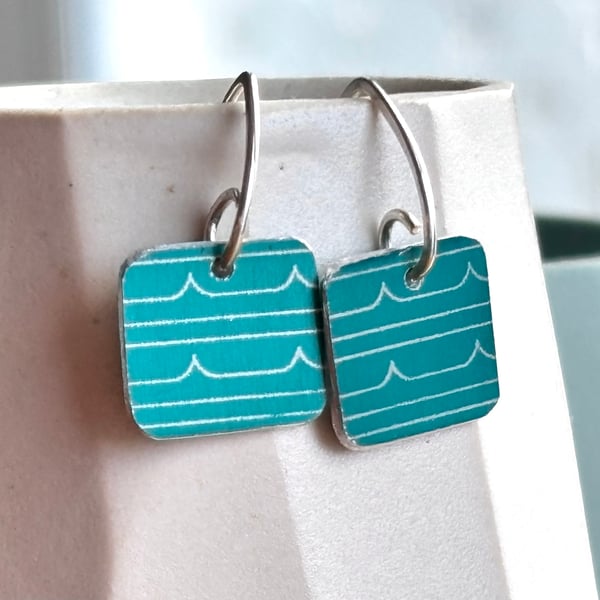 Jade green square drop earrings