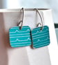 Jade green square drop earrings