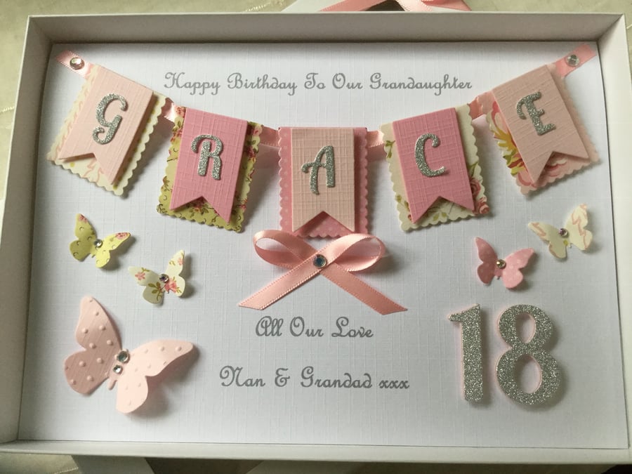 Personalised Handmade Birthday Card Boxed Daughter Granddaughter 16 18 21 30 60 