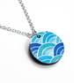 Wave Pattern Necklace. Wooden Pendant. Sterling Silver Seaside Jewellery. - Image 2
