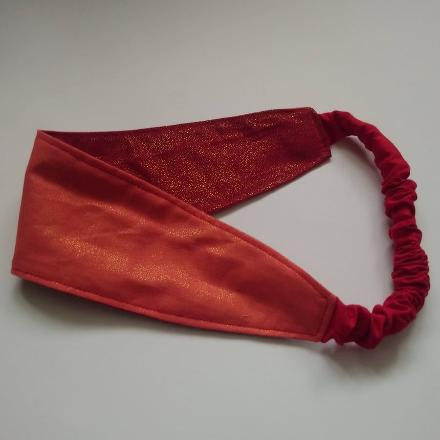 Orange and Red Glitter Reversible Headband