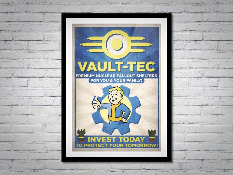 Fallout Vault-Tec Vault Boy Advert Video Game Gamer Poster Print Wall Art Gift 