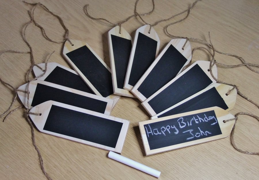 10 gift tags or labels with chalkboard face for Chistmas birthday presents
