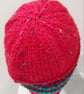 Handknit chunky wool hat col 5 Red Jolly Xmas - Image 3