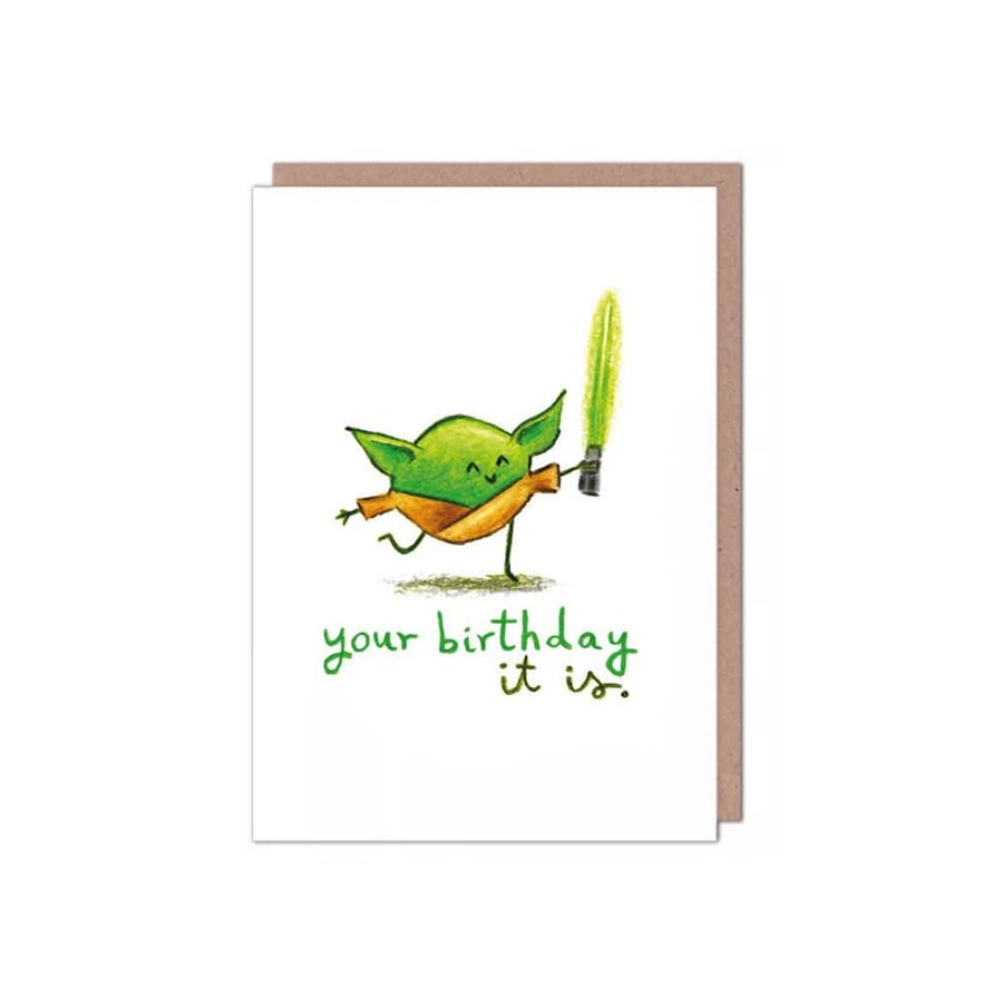 Image of Cute Yoda Birthday Card