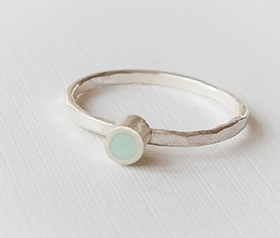 Small Colour Dot Stacking Ring, Minimalist, Everyday Jewellery, Various Colours