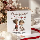 Valentines Card - Cute girl & boy "Love you  always & forever!"