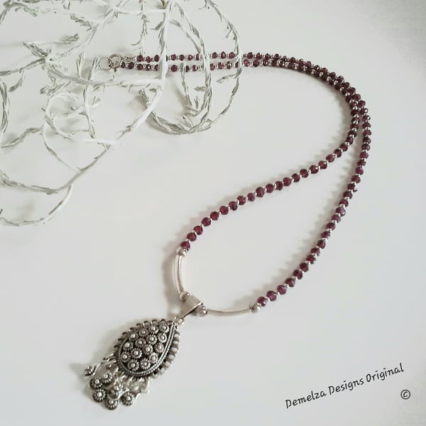 Rhodolite Garnet Sterling Silver Necklace