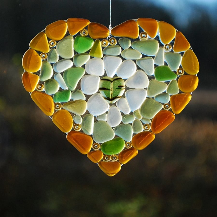Heart shaped mosaic sun catcher