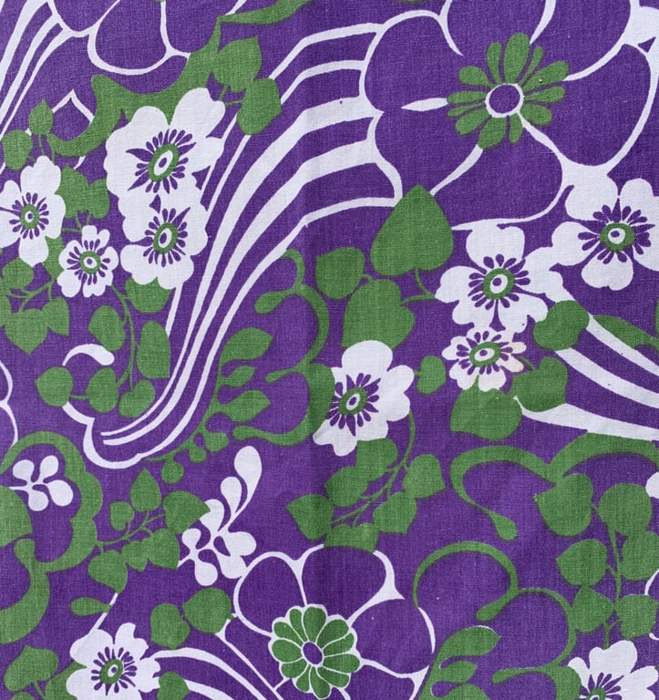 Groovy Retro Purple Green Groovy Floral 60s 70s Psychedelic Vintage fabric