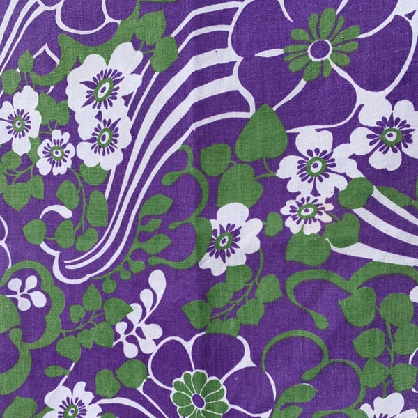 Groovy Retro Purple Green Groovy Floral 60s 70s Psychedelic Vintage fabric