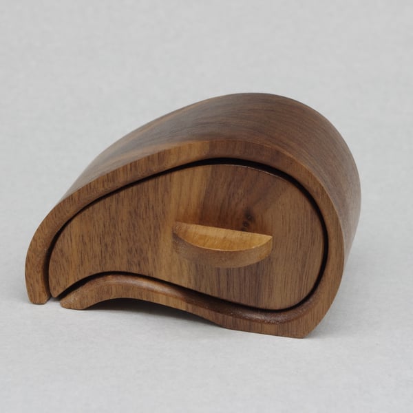 Small wooden trinket, jewel box with secret drawer.