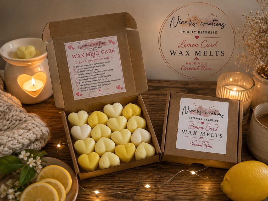 Lemon Heart Wax Melts, Meyer Lemon, Vanilla, Citrus Scent, Vegan, Coconut Wax