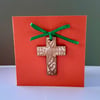 Blank card with detachable wooden Easter cross decoration