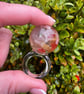 Rutilated Quartz, Carnelian and Clear Quartz Resin Ring. Size L - Image 2