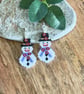Festive Poinsettia Snowman Earrings, Beadwork Christmas Earrings - Image 4