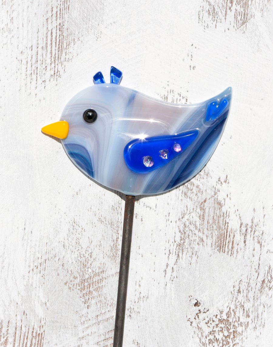 Fused Glass Bird Plant Stake