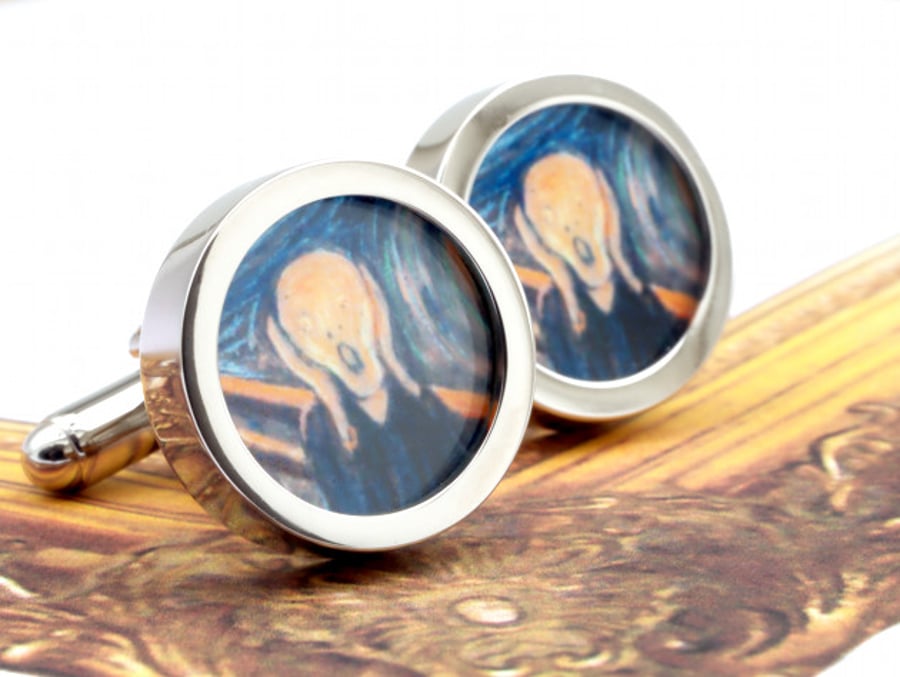 The Scream Cuff Links by Munch Fine Art Horror Cufflinks