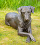 Lying Mixed Breed Rescue Dog Statue Large Bronze Resin Garden Sculpture - Image 8