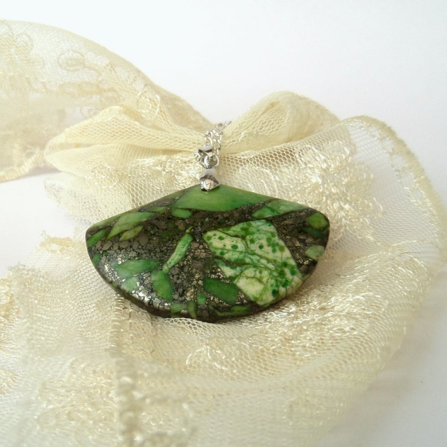 Green sediment jasper pendant necklace
