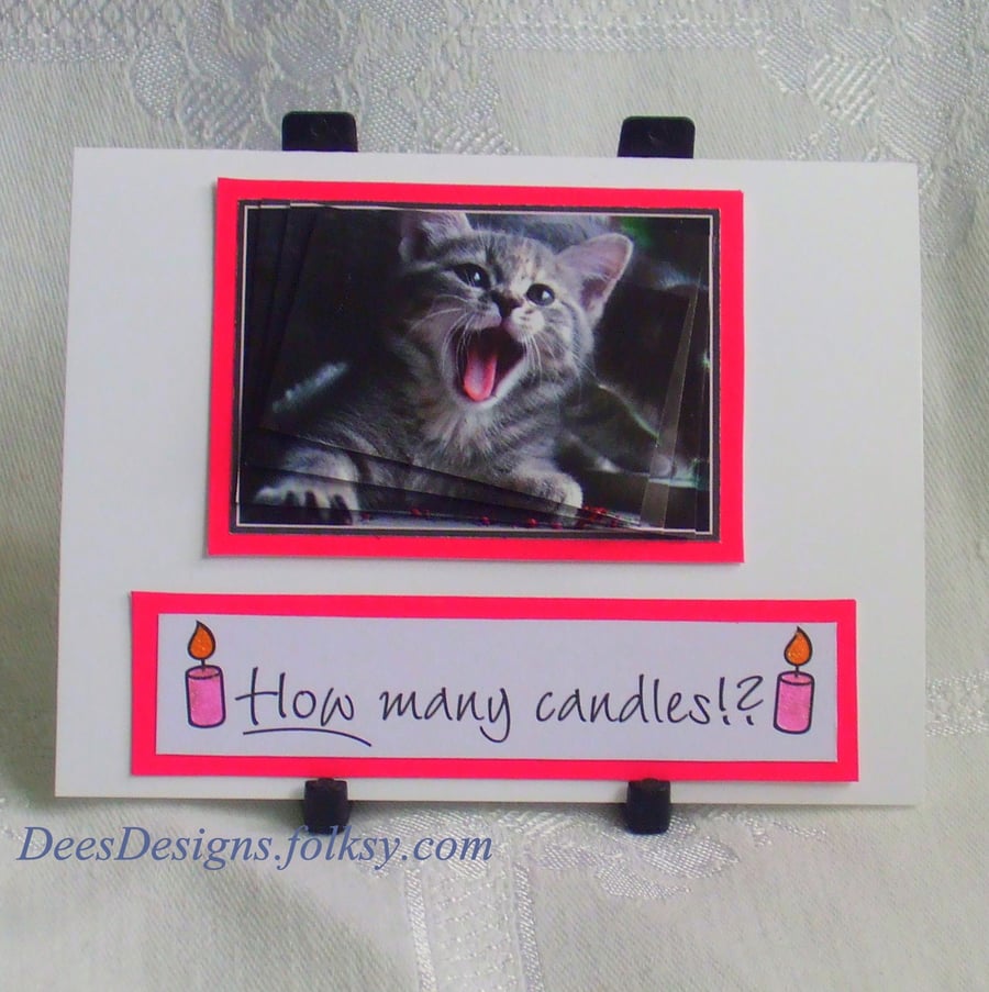 Hanmade Birthday Card, Mini Cheeky Kitten