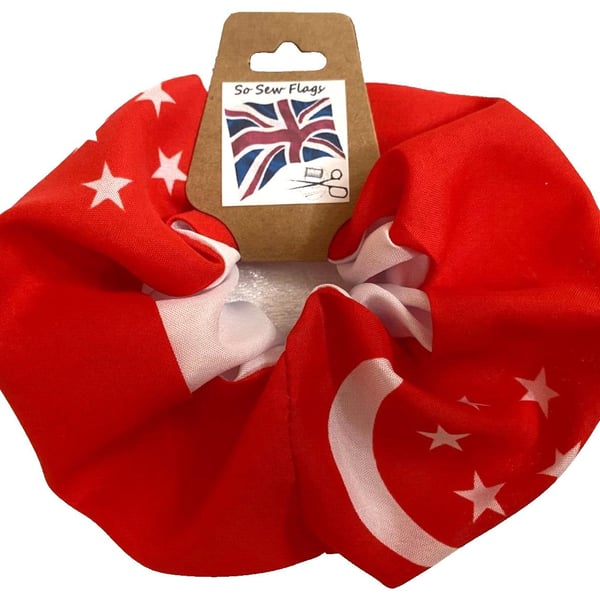 Singapore Flag Hair Scrunchie Scrunchies Accessory Band Elastic