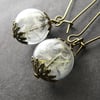 Real Dandelion Seeds Glass Globe Earrings - MAKE A WISH