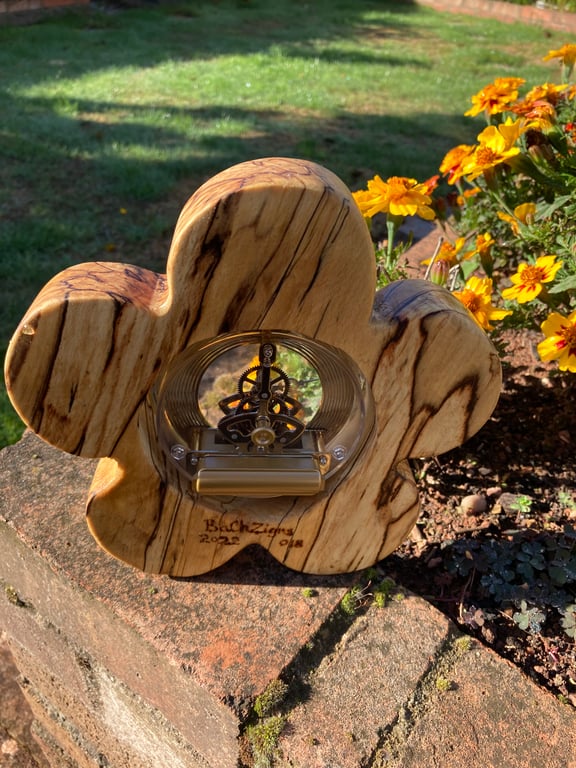 Handcrafted Spalted Beech Skeleton Flower Clock: SKU-Clox19