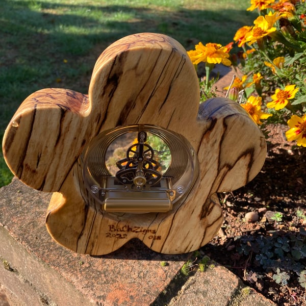Handcrafted Spalted Beech Skeleton Flower Clock: SKU-Clox19