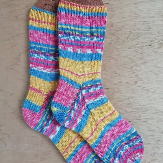 Socks, hand knitted, Monet inspired, adult MEDIUM size 5-6