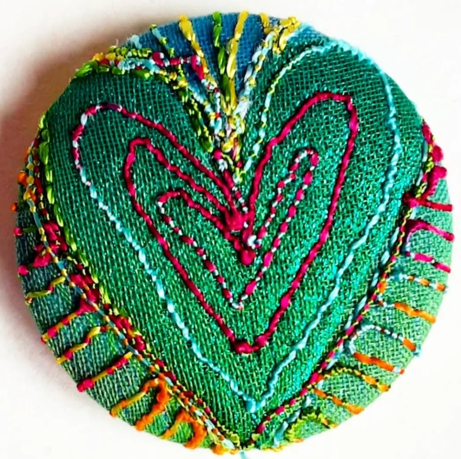 Buttons 1 inch button Hand Dyed Silks and Cottons Free Machine Embroidery Button