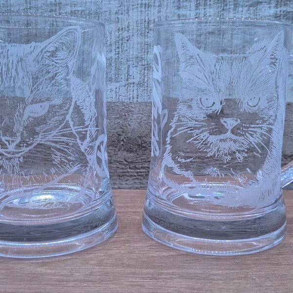 Hand etched Pet Portrait Tankard
