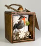 Birthstone Robin Keepsake Gift in Wooden Box. Personalised Textile Art