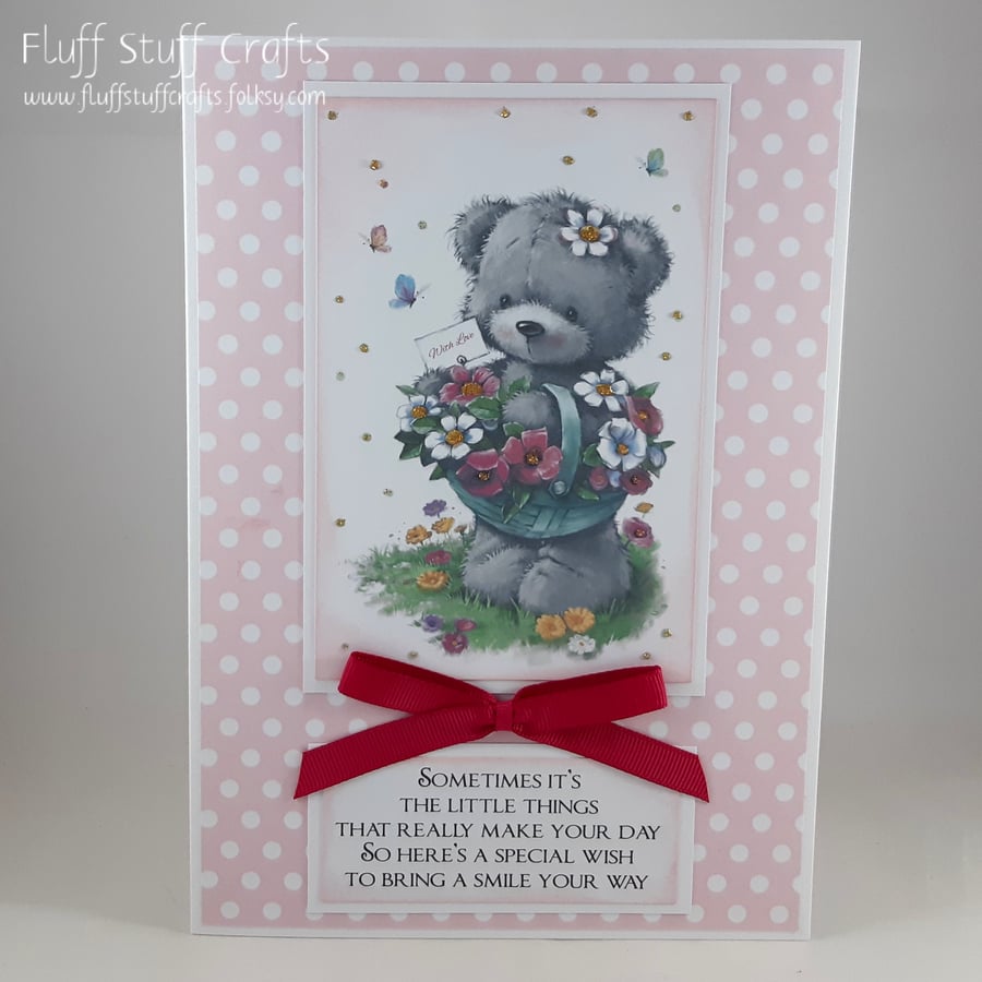 Cute floral bear birthday card