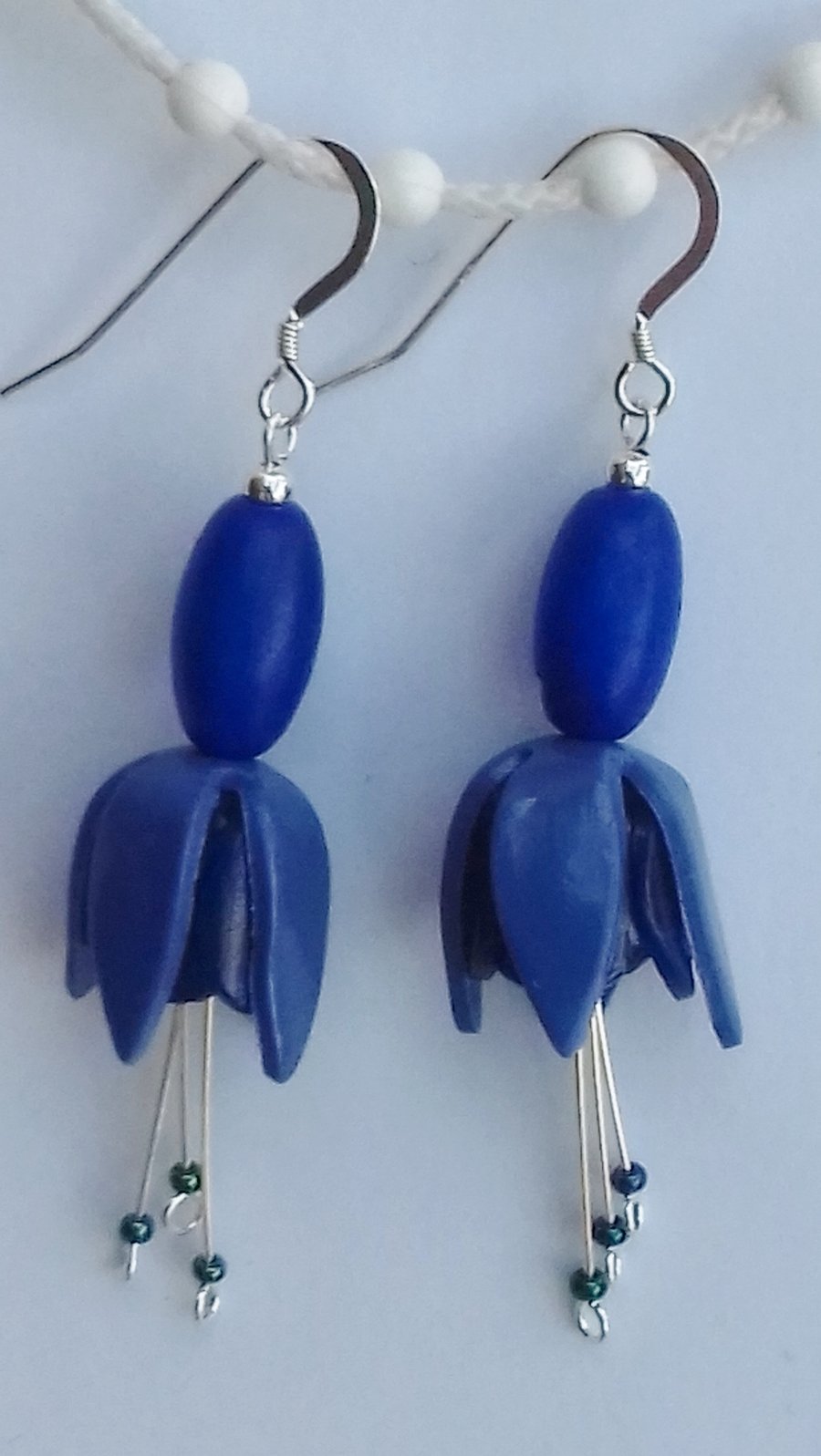 Fuchsia flower earring, Blue