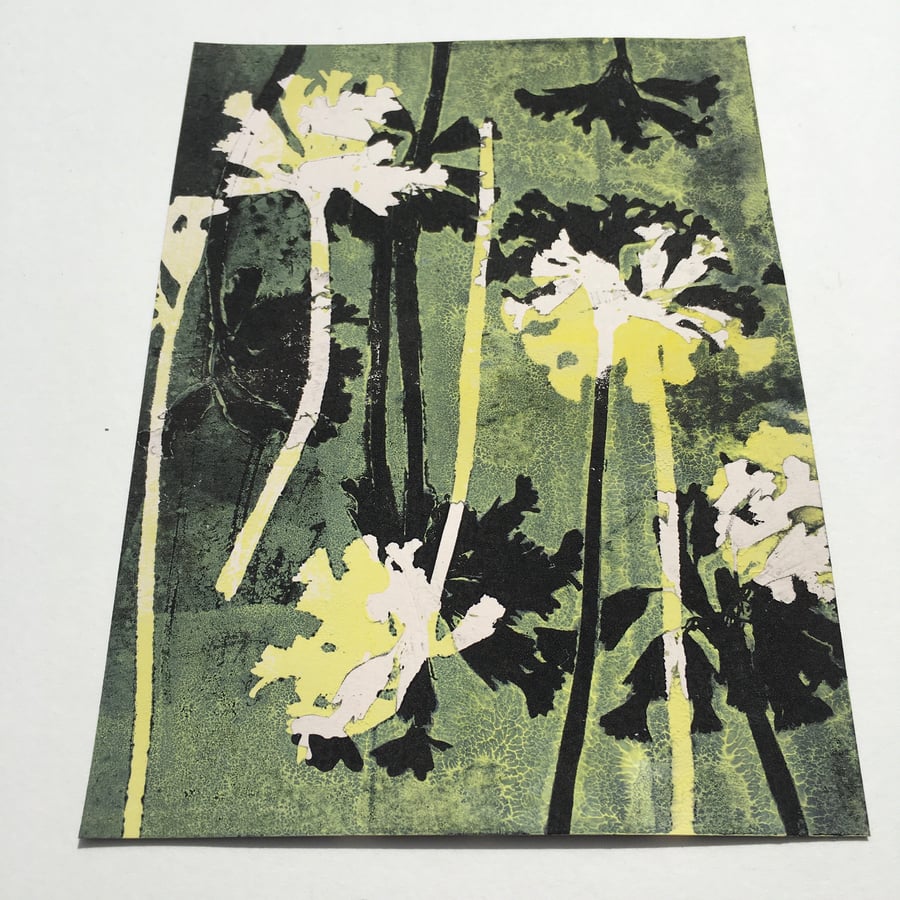 Wild Flower Nature Print. Original Monotype by Stef Mitchell. Yellow wall art