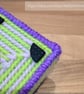 Lidded desk tidy - pink and green with purple edge - Image 5