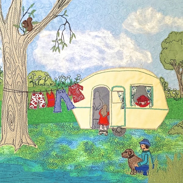 The Caravan - vintage caravan textile art nostalgic and fun outdoors