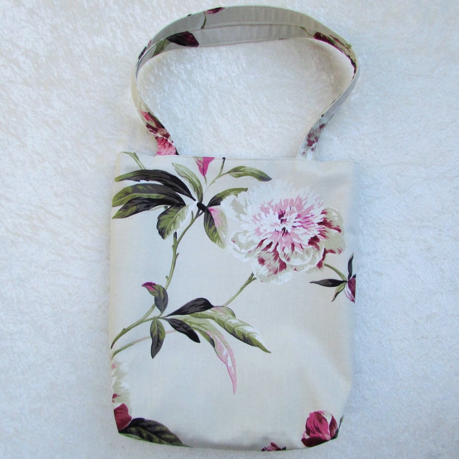 Floral tote bag - cream, pink and green
