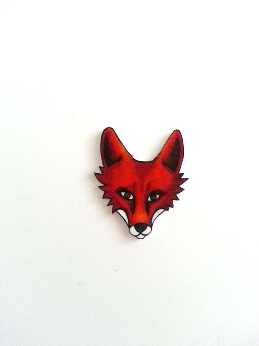 Red Fox brooch badge pin
