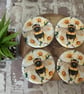 Slate Coaster Set. Bee. Set of 4