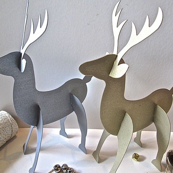 5 Silver or Gold Reindeer Place Settings Christmas Table Decorations