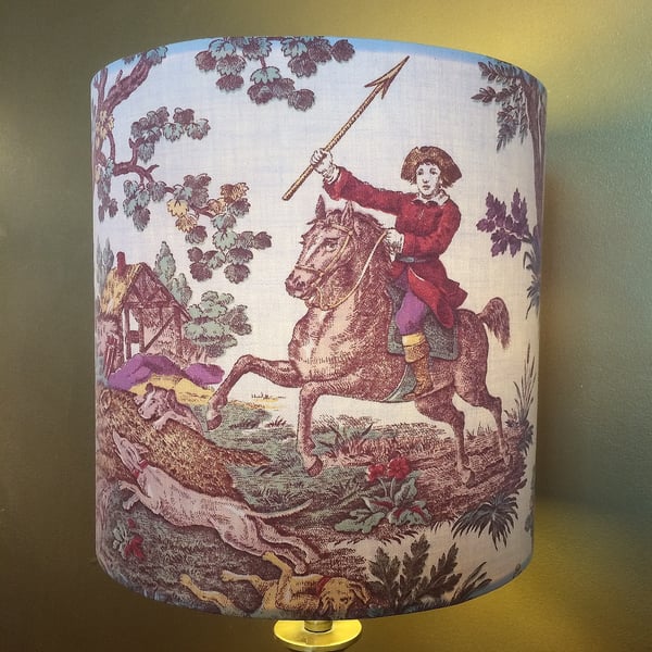 Country Pursuits Hunting themed 40s 50s  Vintage Fabric Lampshade