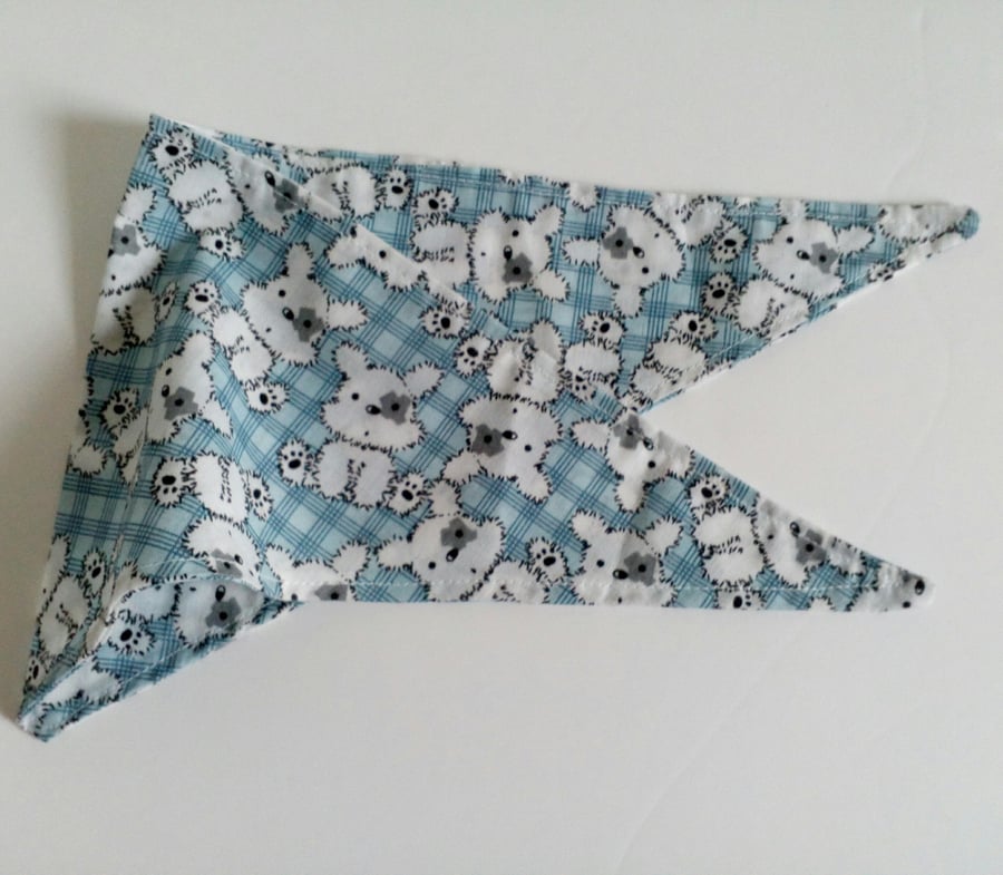 Dog Bandana, extra small, up to 11" neck, dogs, check, neckerchief style