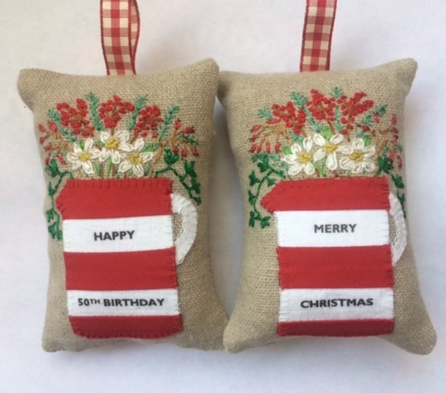Personalised Christmas decorations for Julie Alford