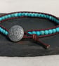 Turquoise semi precious bead and leather bracelet, December birthstone - Image 2