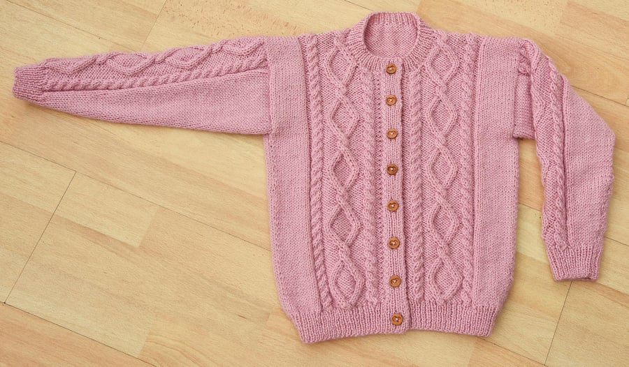 Girls dusky pink cardigan to fit chest 24inches 61cms